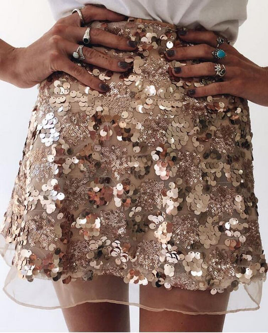 Clearance Sexy Sequins Patchwork A-Line Mini Skirt