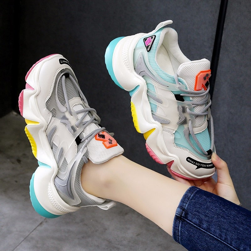 Breathable Rainbow Color Chunky Sneakers
