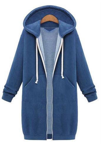 Hooded Long Sleeves Mid-length Zipper String Coat - Meet Yours Fashion - 5