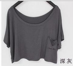 Scoop Casual Short Sleeve Pocket Short Midriff-baring T-shirt - Meet Yours Fashion - 12