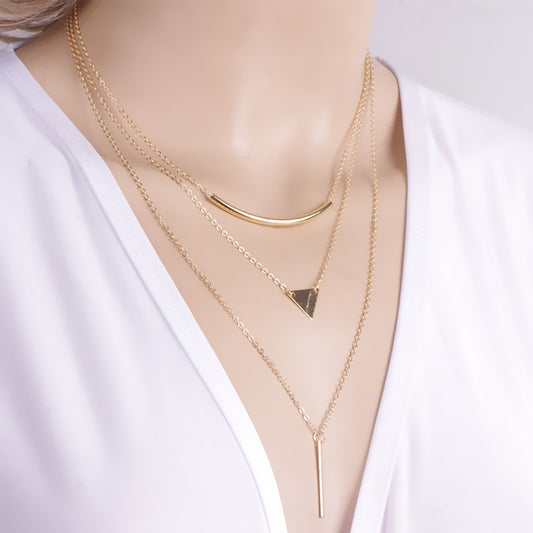 Classic Triangle Sequins Multilayer Necklace