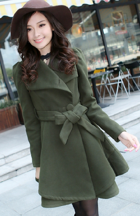 Stand Collar Belt Solid Cope Long Slim Coat - Meet Yours Fashion - 6