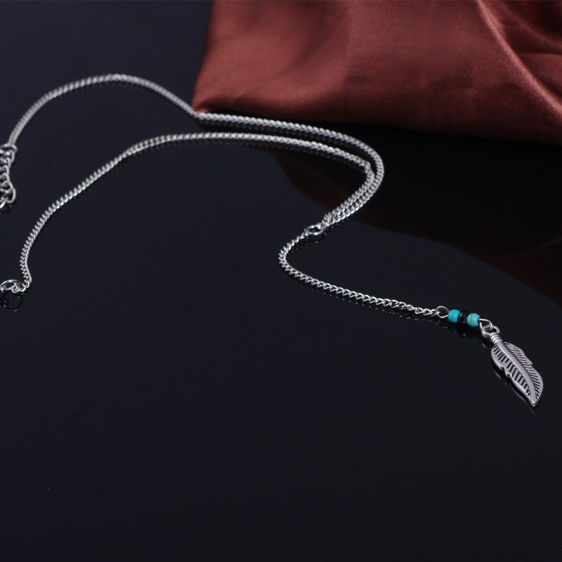 Bohemia Vintage Handmade Crystal Feather Necklace