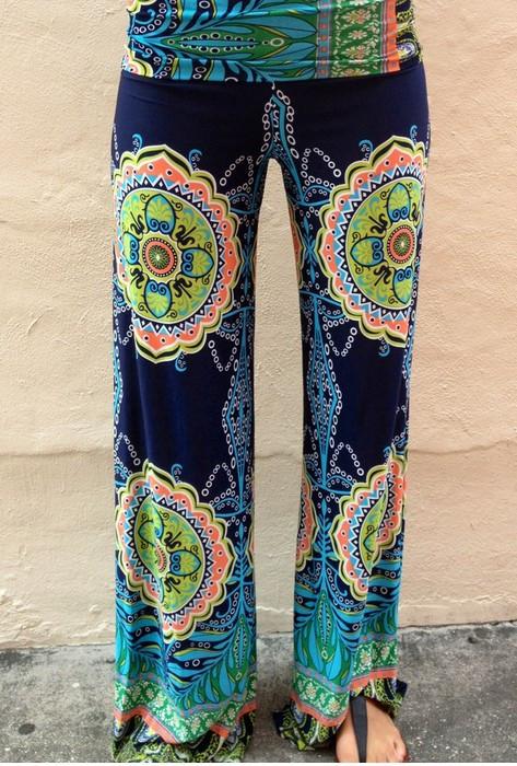Straight Flower Print Casual Empire Long Pants - Meet Yours Fashion - 2