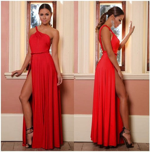 Shinning One Shoulder Backless Long Party Dress - MeetYoursFashion - 1