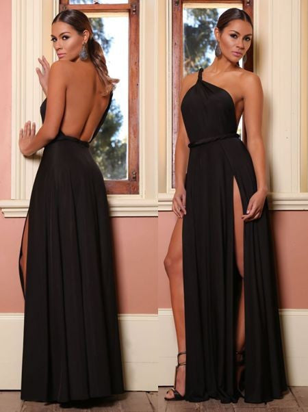 Shinning One Shoulder Backless Long Party Dress - MeetYoursFashion - 3