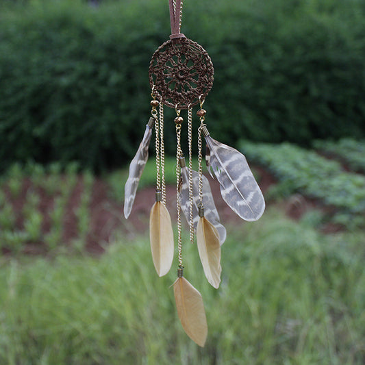 Dreamcatcher Hand-Woven Feather Necklace Sweater Chain
