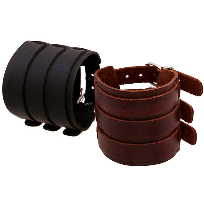 Personality Belt Buckle Wide Leather Bracelet