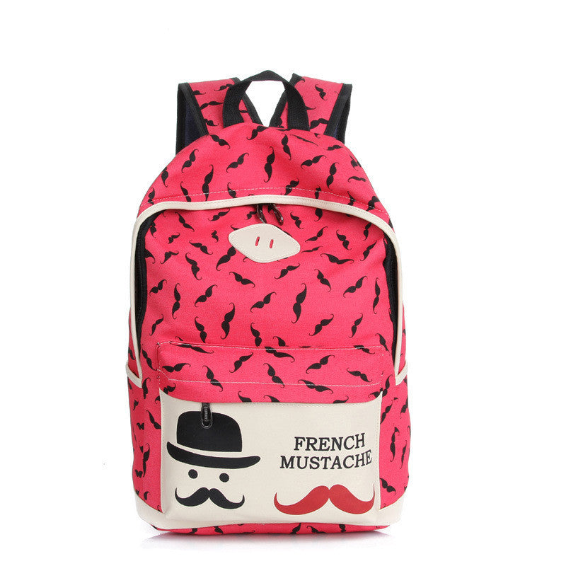 Mustache Print Fashion Backpack School Bag - Meet Yours Fashion - 2