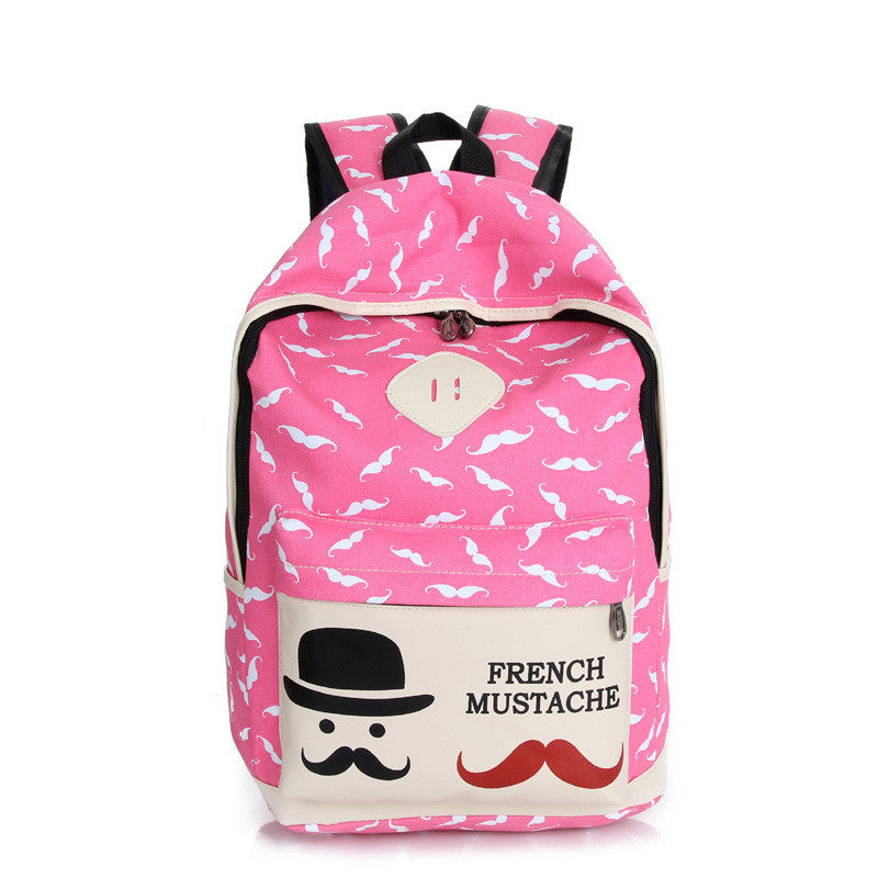 Mustache Print Fashion Backpack School Bag - Meet Yours Fashion - 6