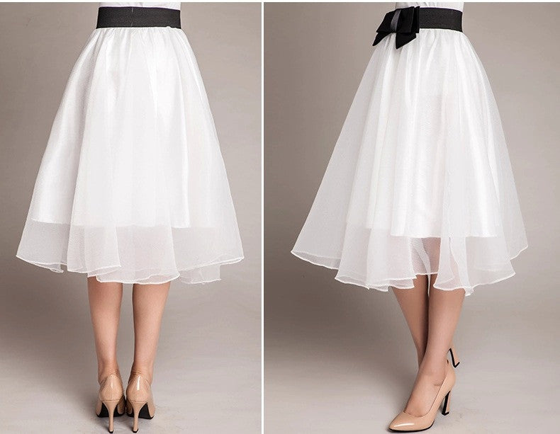Sweet Bowknot Multi-layer A-line Pleated Tulle Skirt