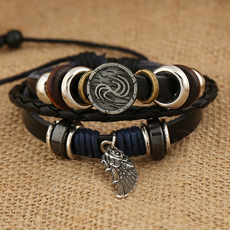 Unique Symbol Beaded Leather Bracelet