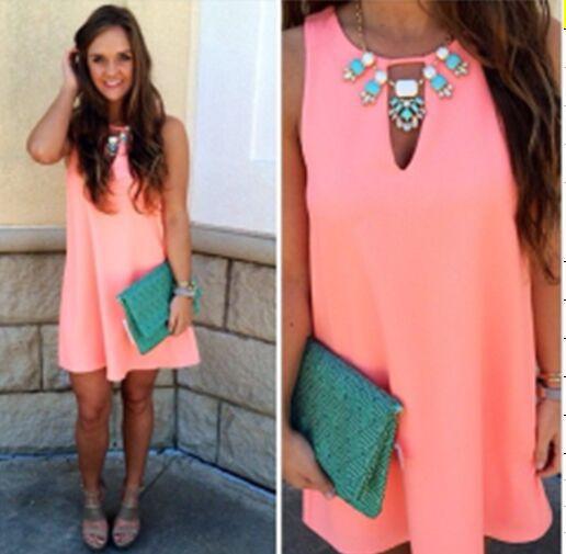 Candy Color Loose Sleeveless Chiffon Short Dress - Meet Yours Fashion - 4