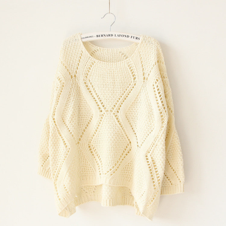 Asymmetric Pullover Crochet Loose Solid Short Sweater - Meet Yours Fashion - 4