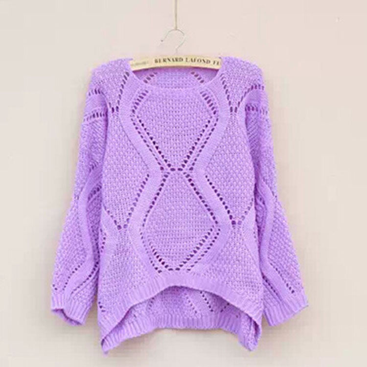 Asymmetric Pullover Crochet Loose Solid Short Sweater - Meet Yours Fashion - 6