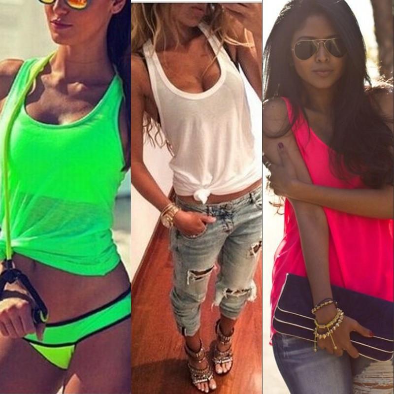 Fluorescence Color Sleeveless Scoop H-shaped Sport Vest - Meet Yours Fashion - 3