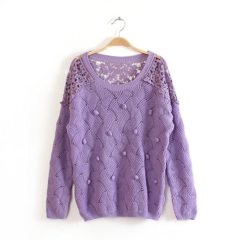 Lace Crochet Hollow Out Pullover Sweater - MeetYoursFashion - 1