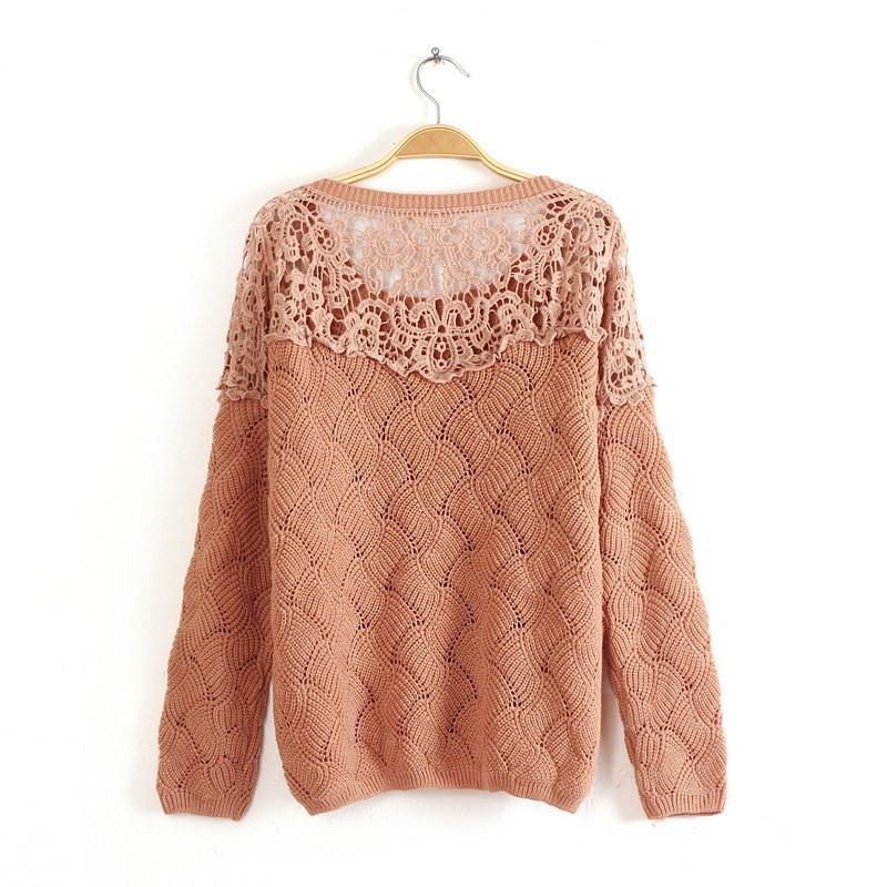 Lace Crochet Hollow Out Pullover Sweater - MeetYoursFashion - 2
