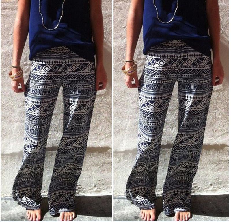 Clearance Fashion Wide Legs Straight Flower Print Pants