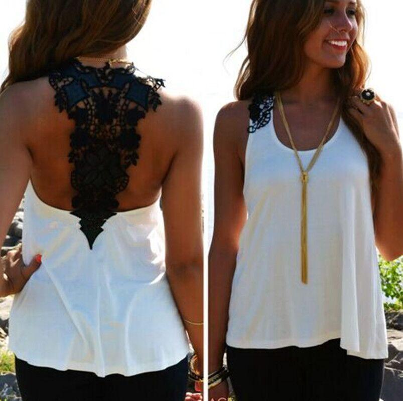 Lace Patchwork Hollow Backless Sleeveless Scoop Vest - Meet Yours Fashion - 4