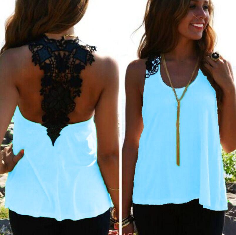 Lace Patchwork Hollow Backless Sleeveless Scoop Vest - Meet Yours Fashion - 3