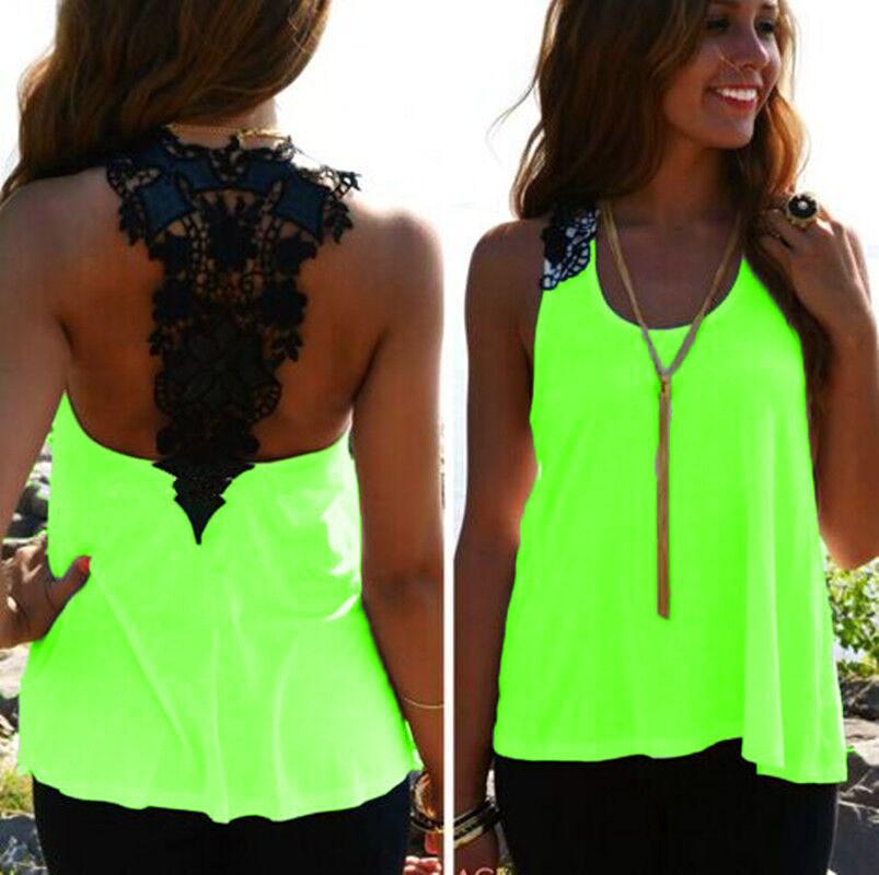 Lace Patchwork Hollow Backless Sleeveless Scoop Vest - Meet Yours Fashion - 1