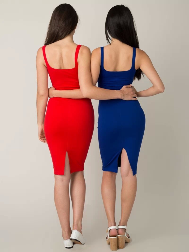 Slim O-neck Sleeve Spaghetti Strap Knee-length Dress - Meet Yours Fashion - 9