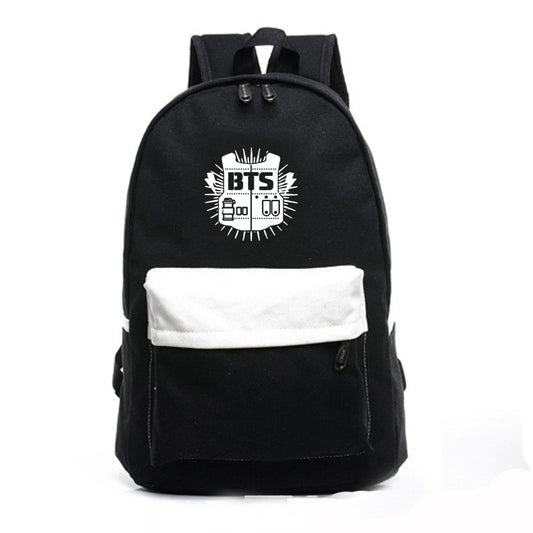 Contrast Color Canvas Letter Print School Backpack - Meet Yours Fashion - 2