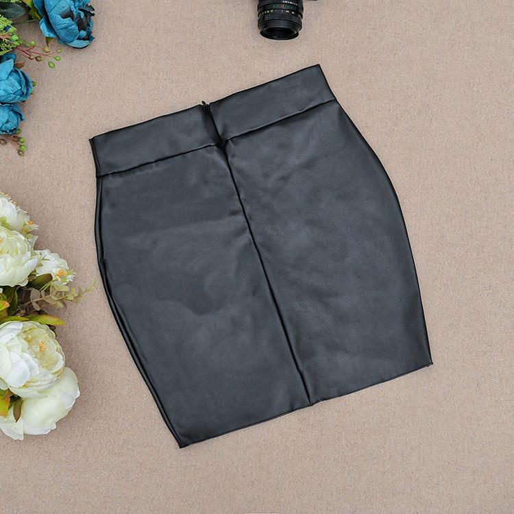 Irregular Zipper PU Bodycon High Waist Slim Short Skirt - Meet Yours Fashion - 5
