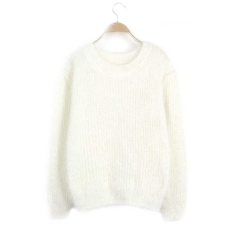 Scoop Solid Mohair Pullover Short Loose Sweater - Meet Yours Fashion - 7