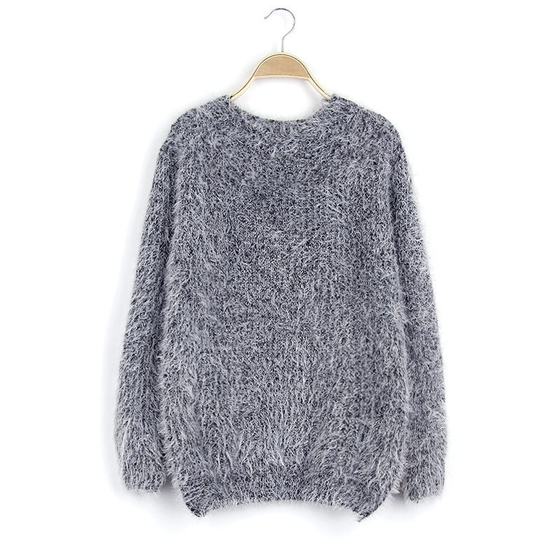 Scoop Solid Mohair Pullover Short Loose Sweater - Meet Yours Fashion - 8
