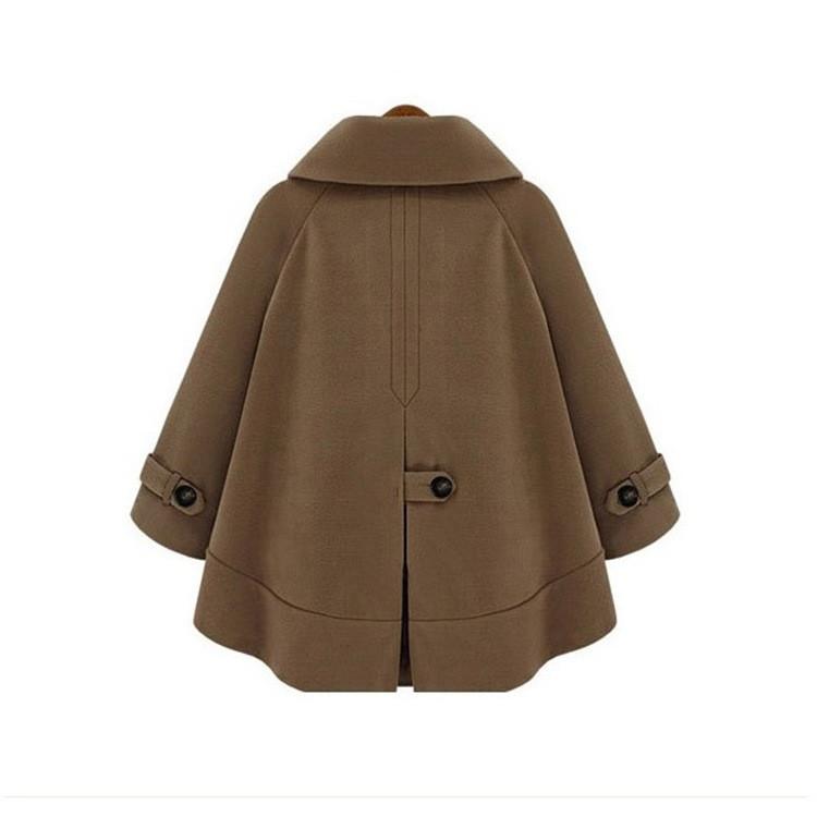 Turn-down Collar Plus Size Woolen Casual Cape Coat - Meet Yours Fashion - 4