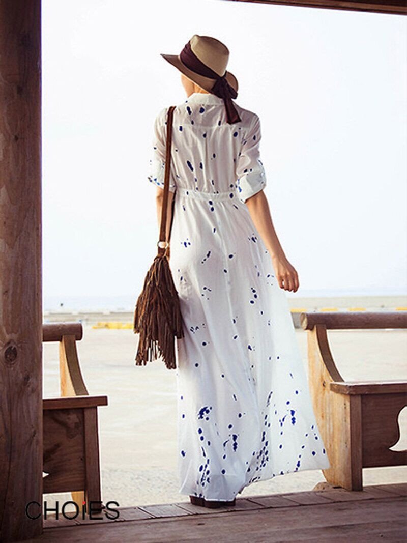 Print Empire Long Bohemian Maxi Beach Dress - Meet Yours Fashion - 4