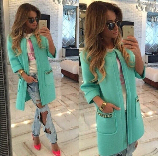 Candy Colors Scoop 9/10 Sleeves Long Loose Coat - Meet Yours Fashion - 2