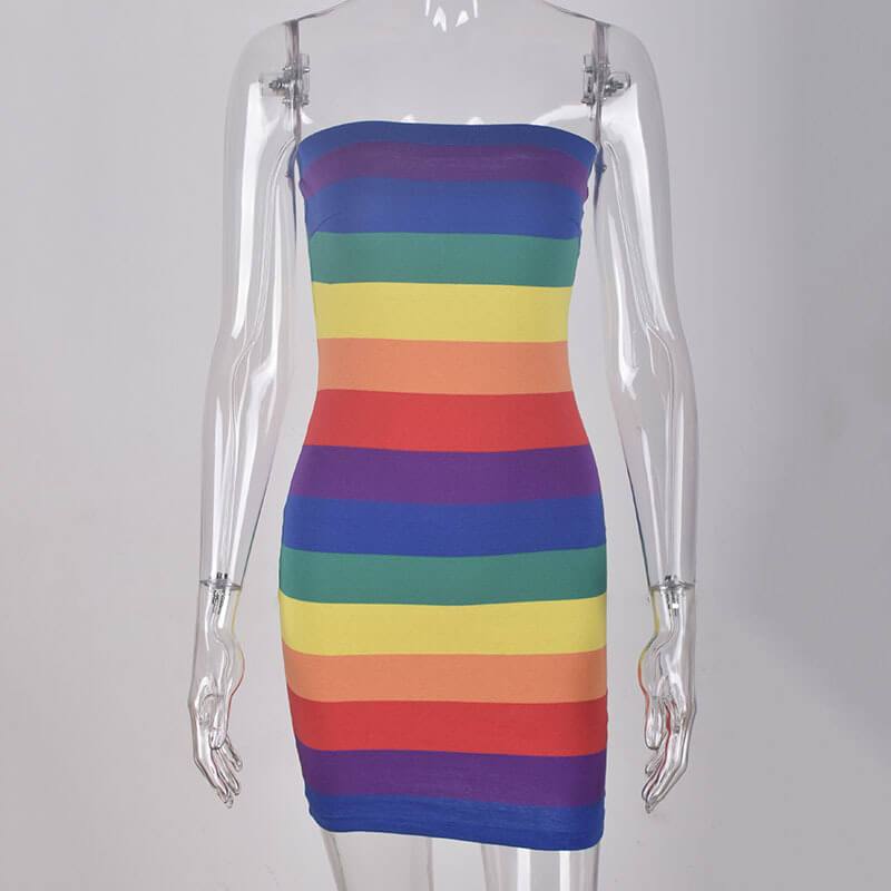 Rainbow Tube Skinny Dress