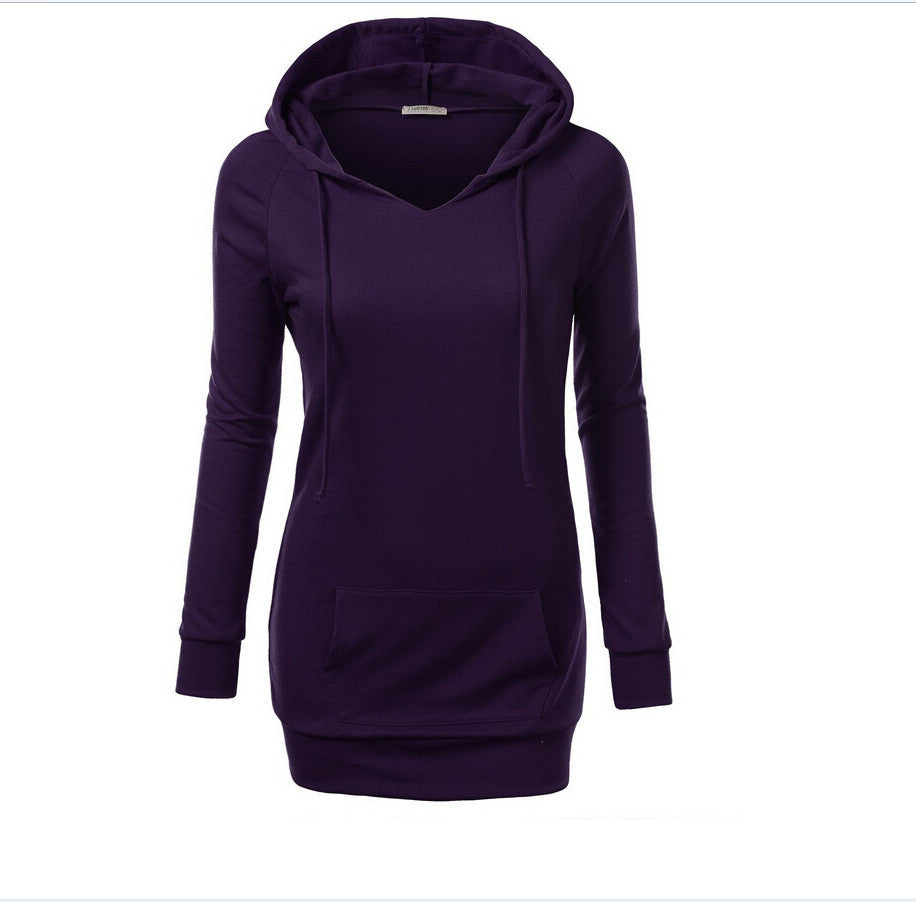 Solid Color Hooded Long Sleeve Pullover Slim Hoodie - Meet Yours Fashion - 5