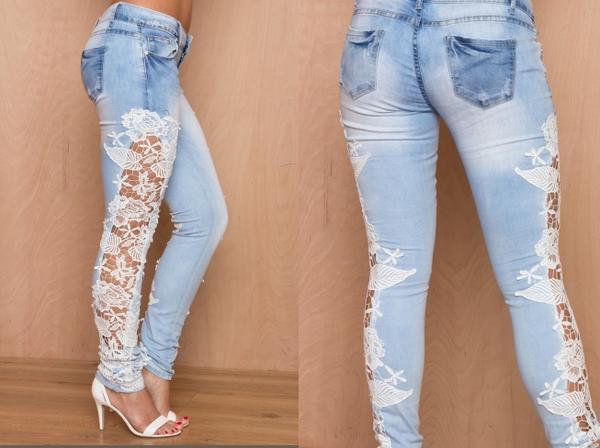 Elastic Lace Patchwork Slim Sheath Sexy Jeans - Meet Yours Fashion - 4