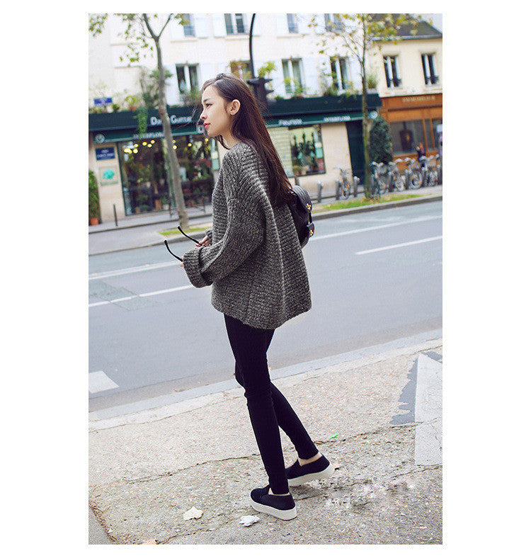 Lazy Style Loose Batwing Pullover Solid Color Sweater - Meet Yours Fashion - 3