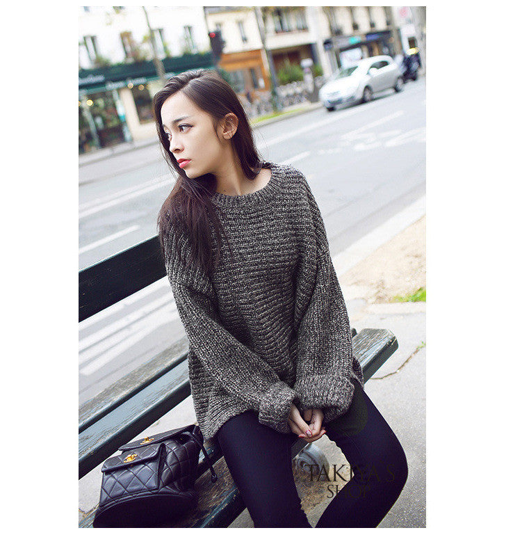 Lazy Style Loose Batwing Pullover Solid Color Sweater - Meet Yours Fashion - 5