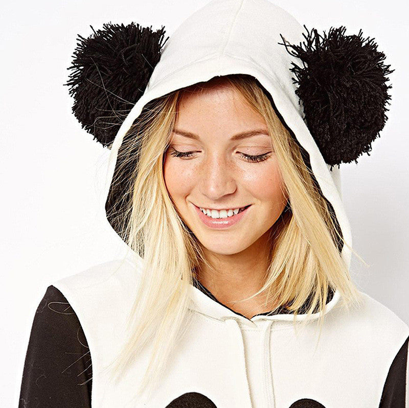 Panda Print Contrast Color Hooded Cute Sweatshirt - Meet Yours Fashion - 4