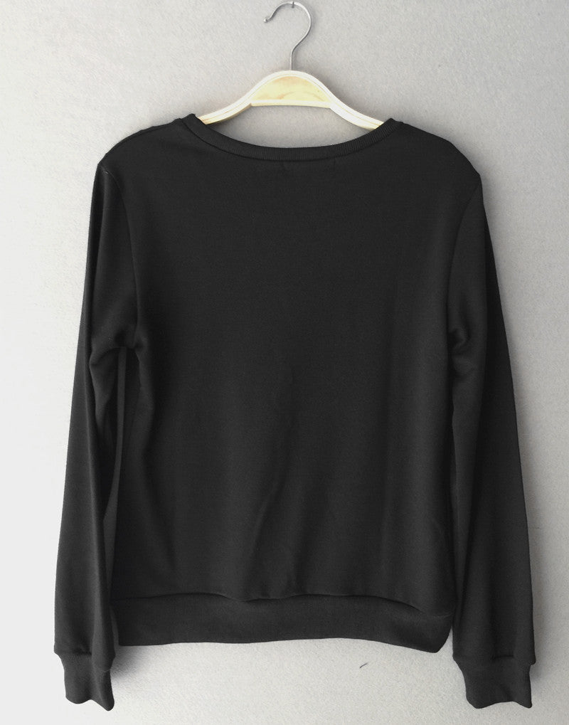 Letter Print Scoop Long Sleeves Sweatshirt Blouse - Meet Yours Fashion - 5