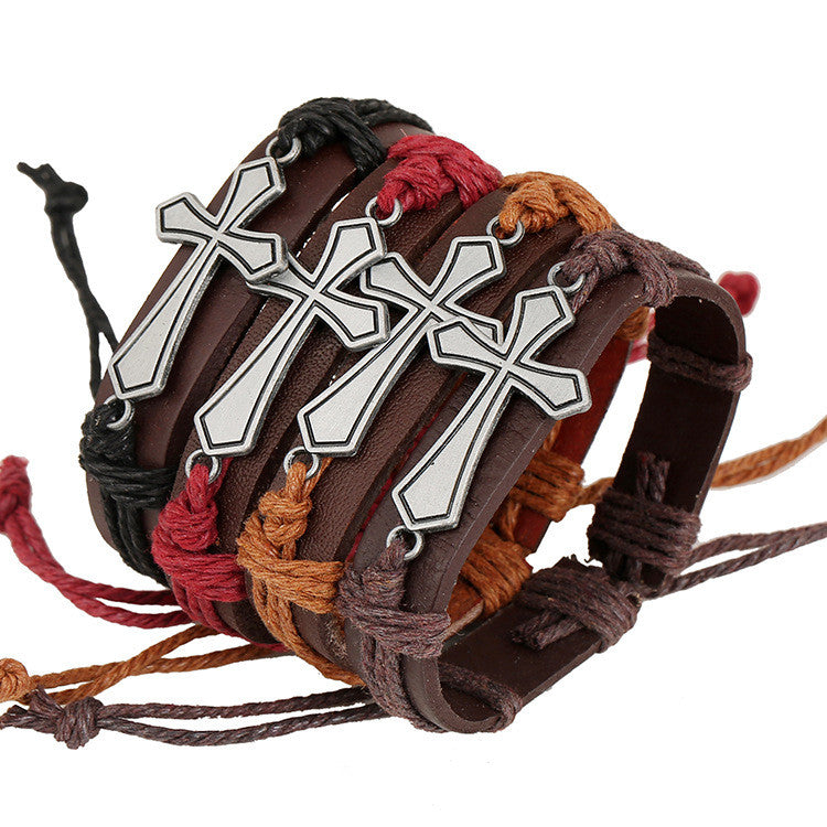 Personality Cross Woven Bracelet Set