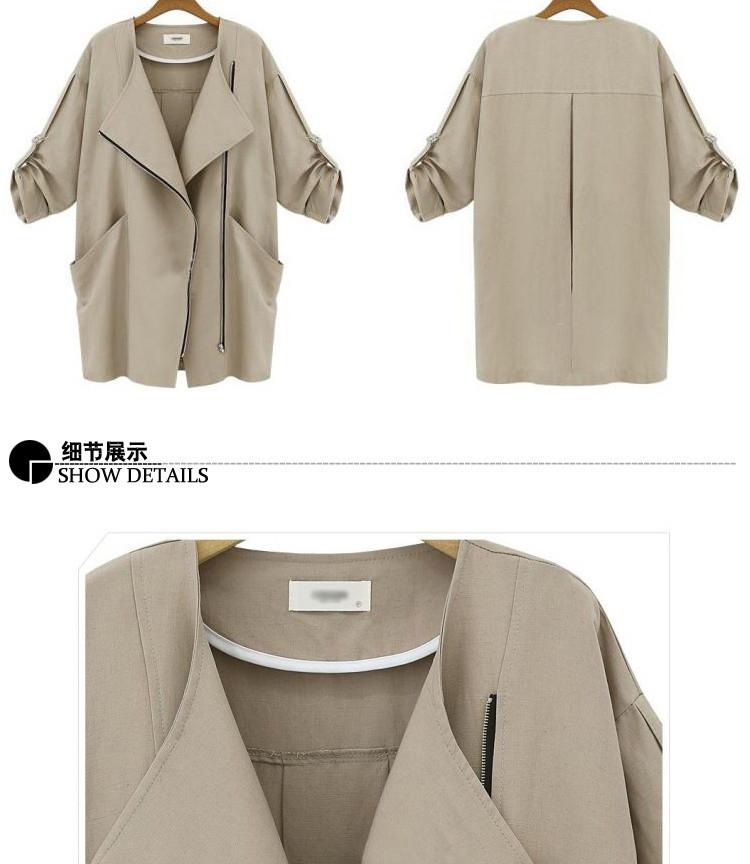 Fashion Lapel Long Sleeves Mid-length Zipper Coat - Meet Yours Fashion - 7