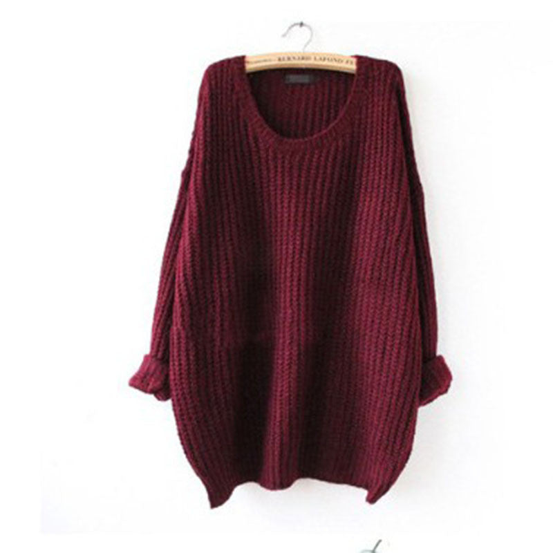 Long Pullover Loose Solid Color Knit Sweater - Meet Yours Fashion - 6
