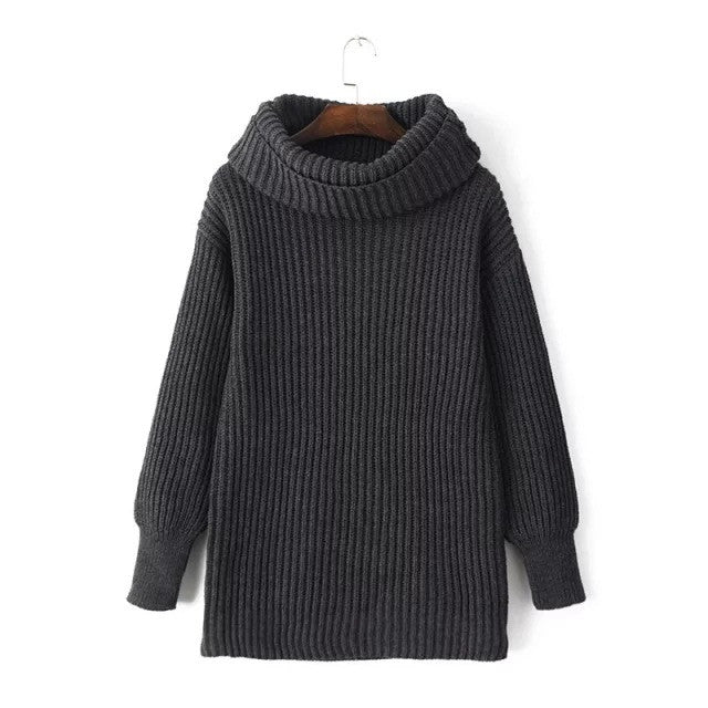 Lapel Pullover Loose High Collar Solid Sweater - Meet Yours Fashion - 4