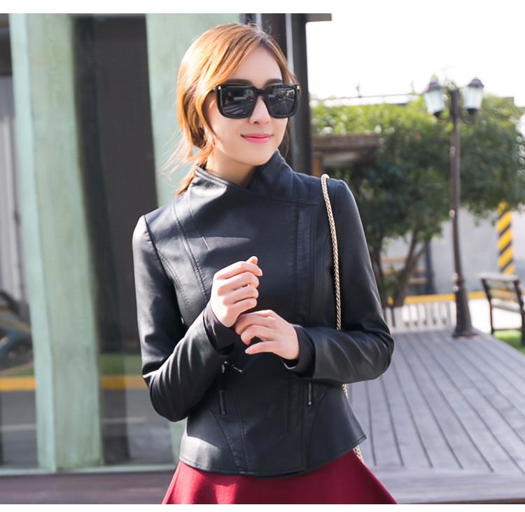 PU Zipper Plus Stand Collar Size Short Jacket - Meet Yours Fashion - 4