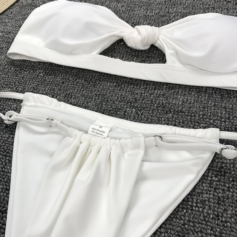 Hot Cutout Plain Padded Top Thong Bottom Bikinis