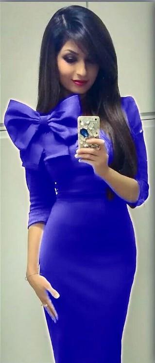 Bow Knot Bodycon Knee-length Pencil Dress - Meet Yours Fashion - 2