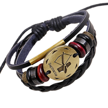 Sagittarius Constellation Woven Leather Bracelet