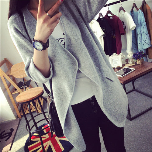 Korean Knit V-neck Cardigan Loose Solid Color Sweater - Meet Yours Fashion - 2